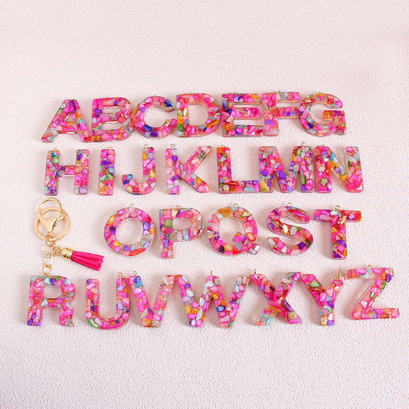 Wholesale Glitter 26 English Letter Tassel Keychain