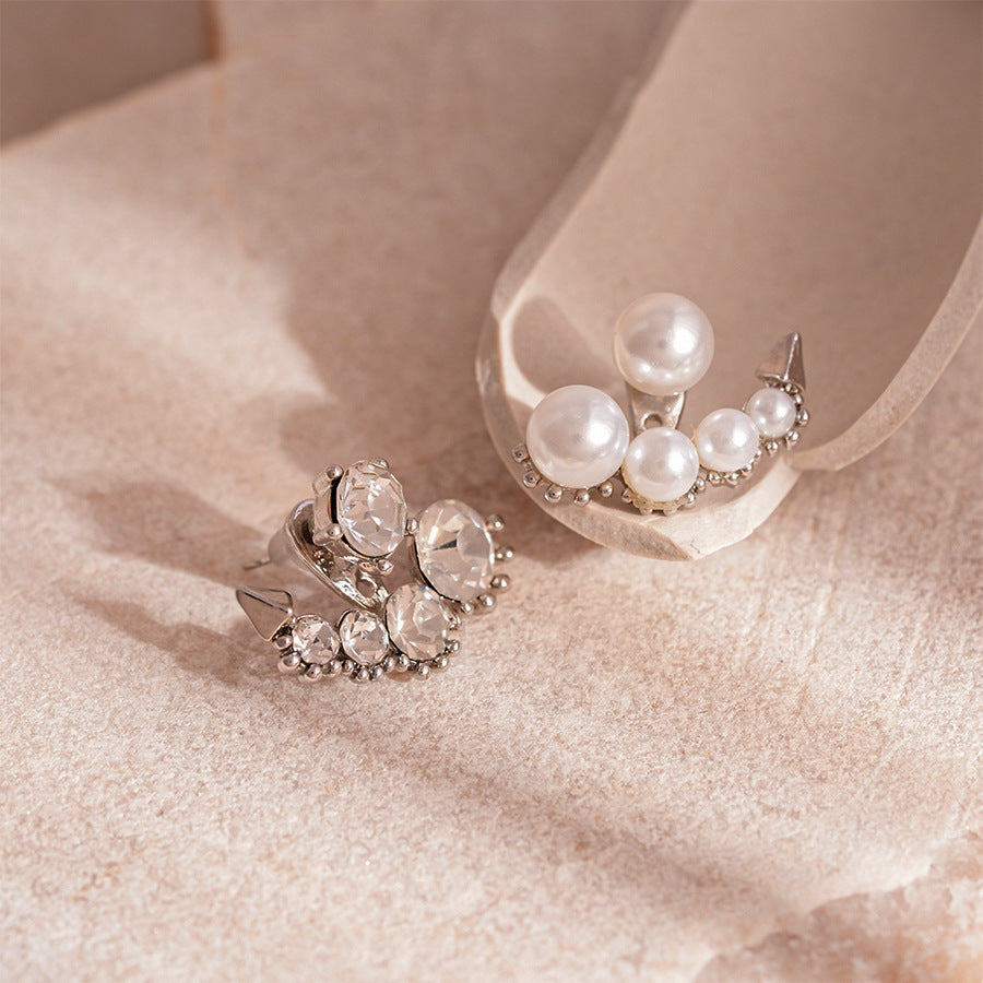 Wholesale pearl geometric silver pin earrings