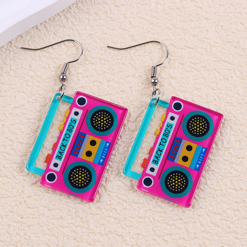 Wholesale  Cute Contrasting Color Printed Tape Acrylic Earrings