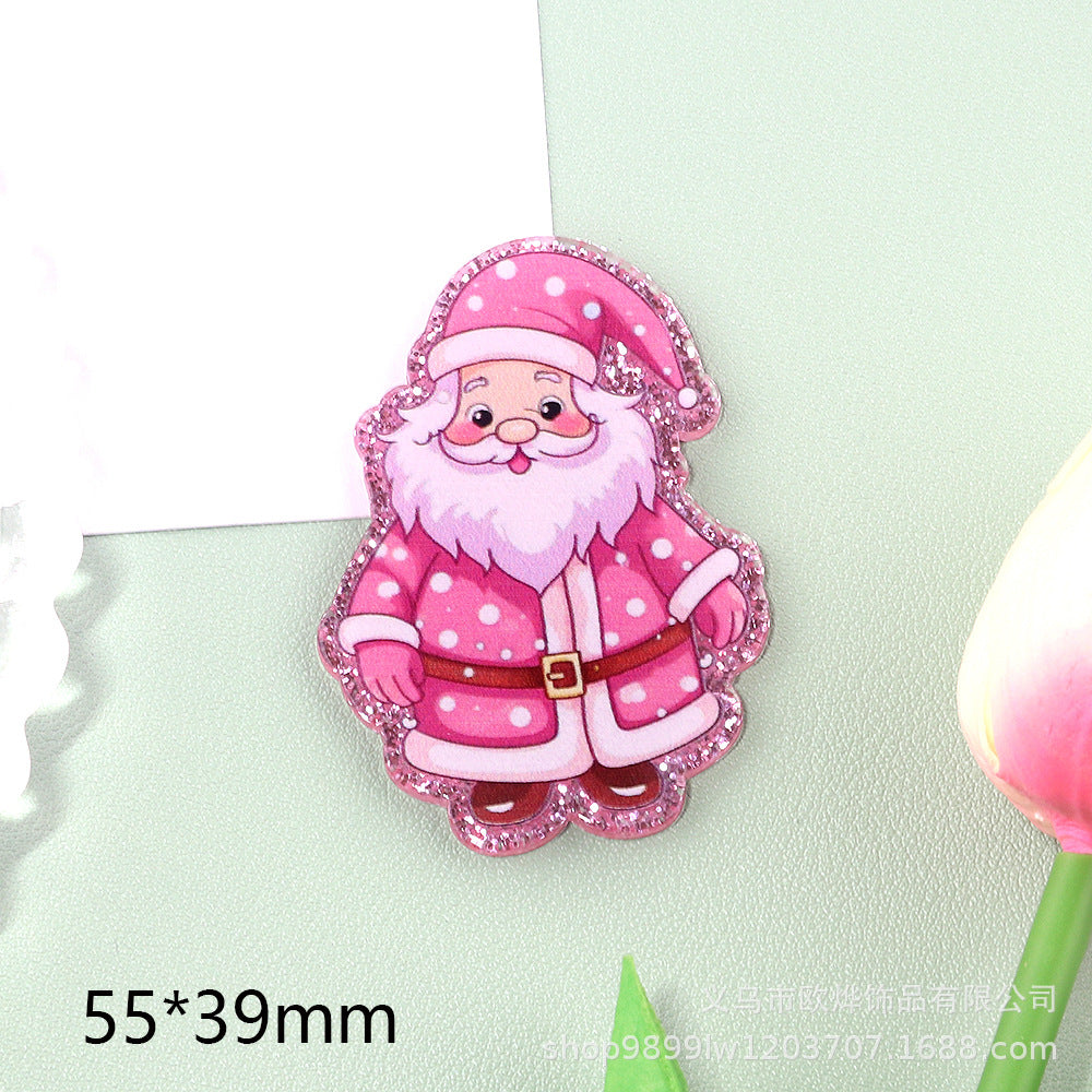 Wholesale 10pcs DIY Flatback Cartoon Christmas Acrylic Flatback Badge Reels Retractable Keychain DIY Accessories