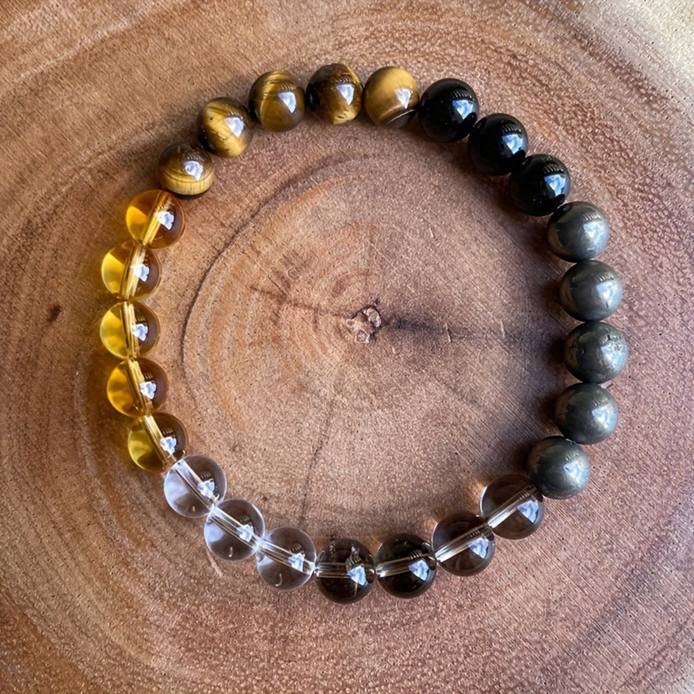 Wholesale Natural Citrine Tiger Eye Chalcopyrite White Crystal Bracelet