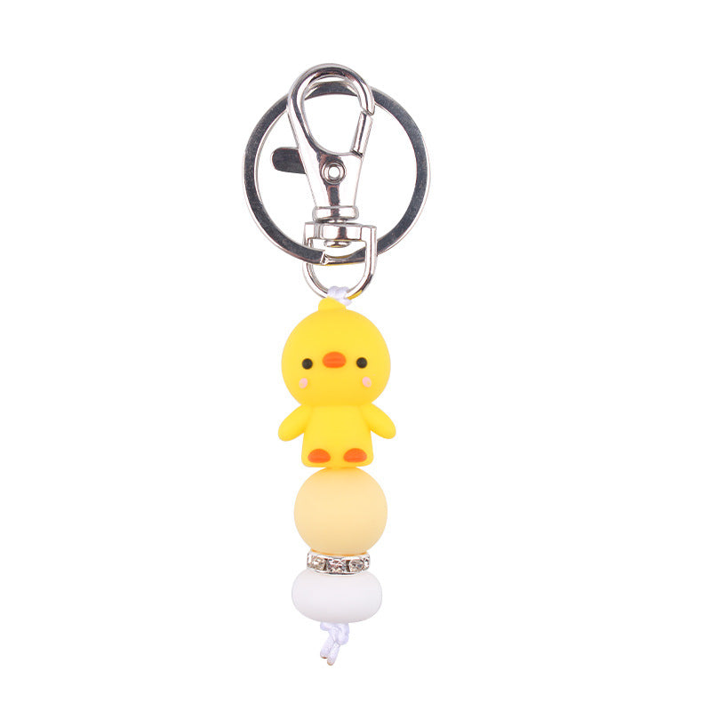 Wholesale Cartoon Little Yellow Duck Silicone Beaded Keychains ACC-KC-GuangTian092