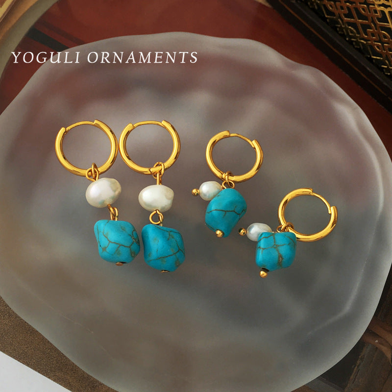 Wholesale irregular blue turquoise earrings