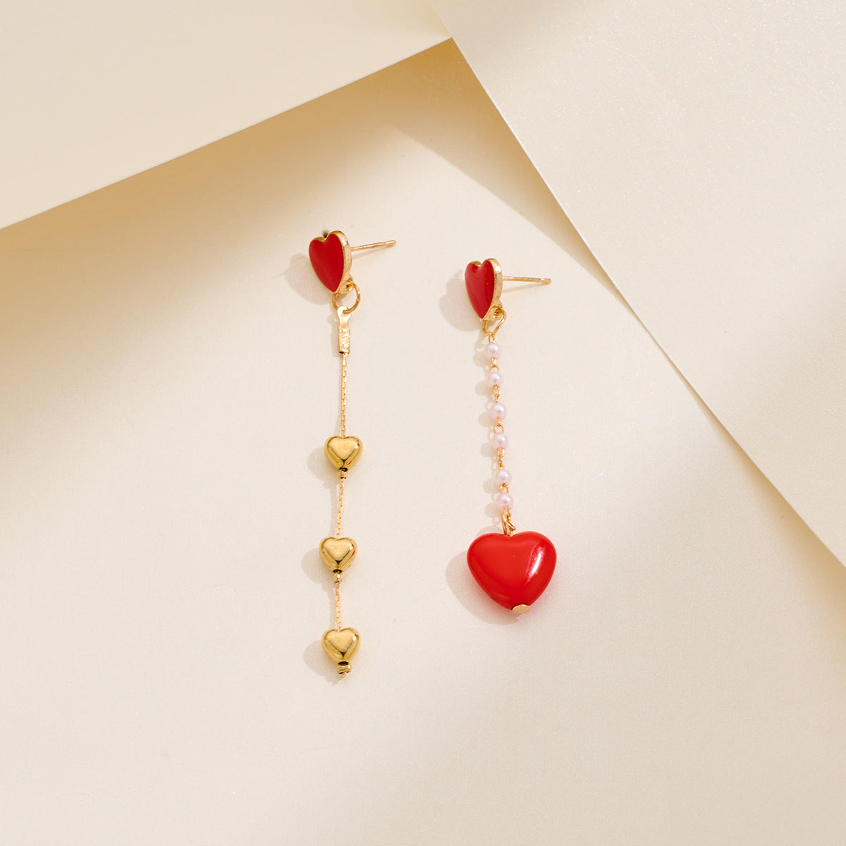 Wholesale Man-made pearl heart earrings