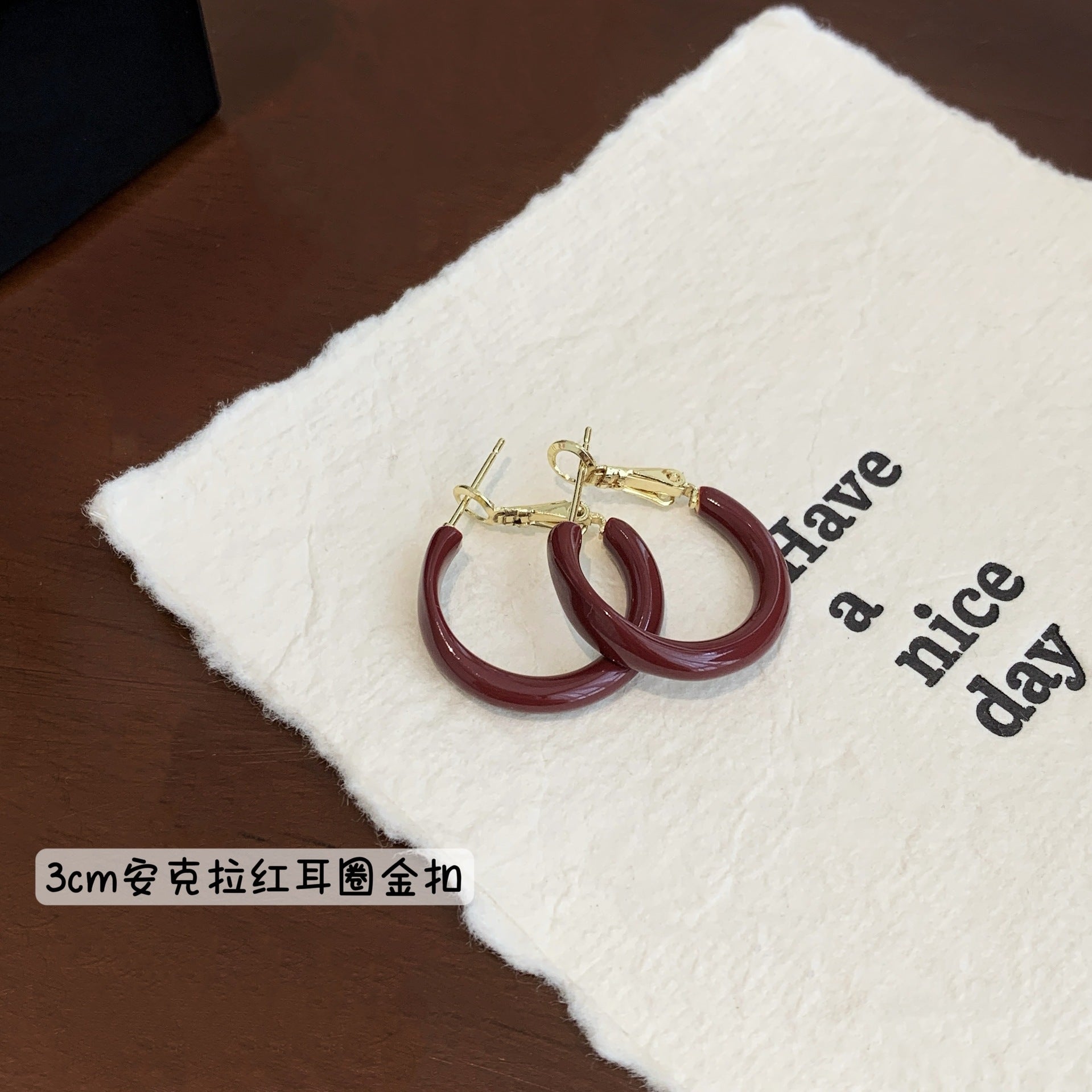 Wholesale retro encora red heart circle large earrings female silver needle