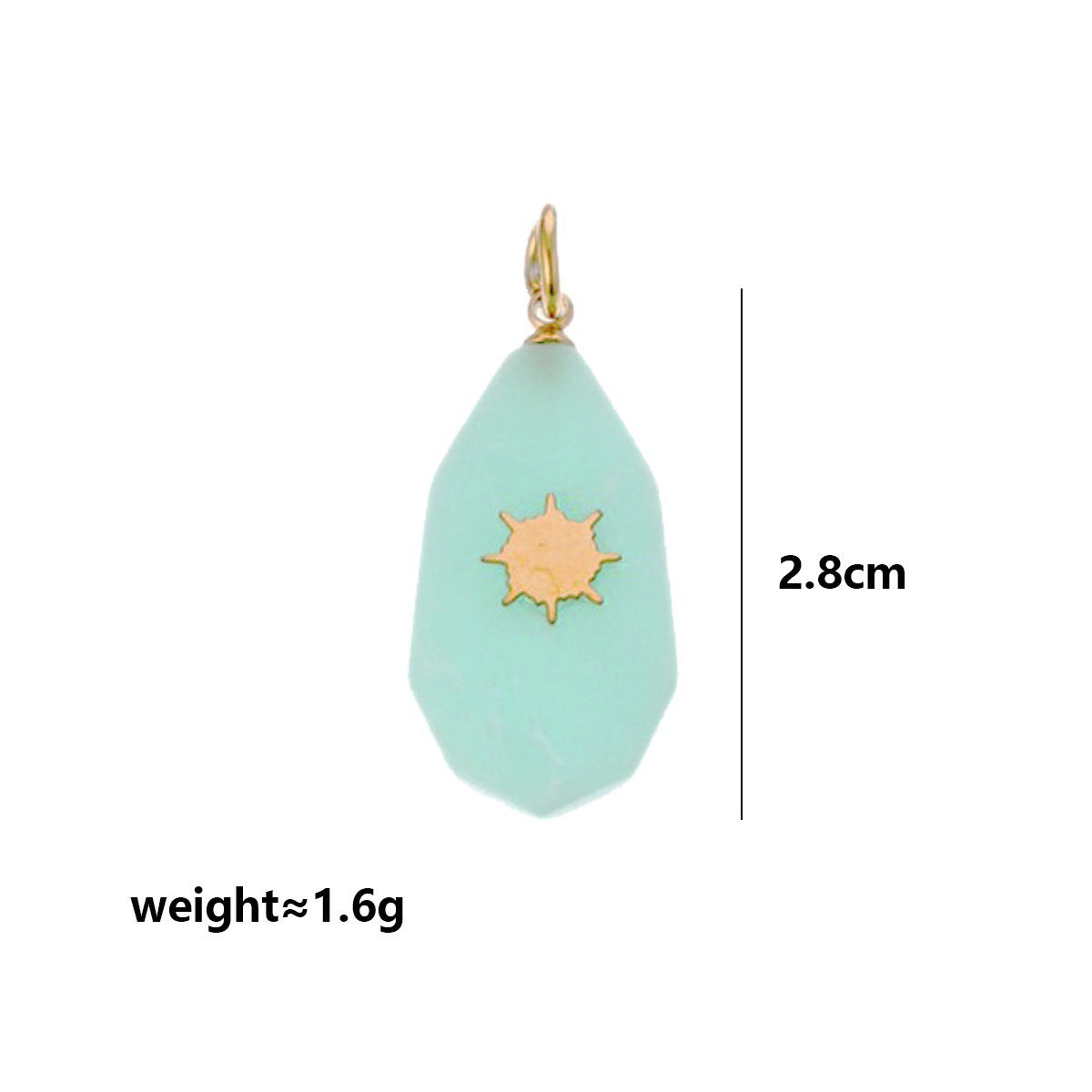 Wholesale 18K Gold Plated Imitation Stone Green Sun Ray Charm DIY Bag Keychain Accessory