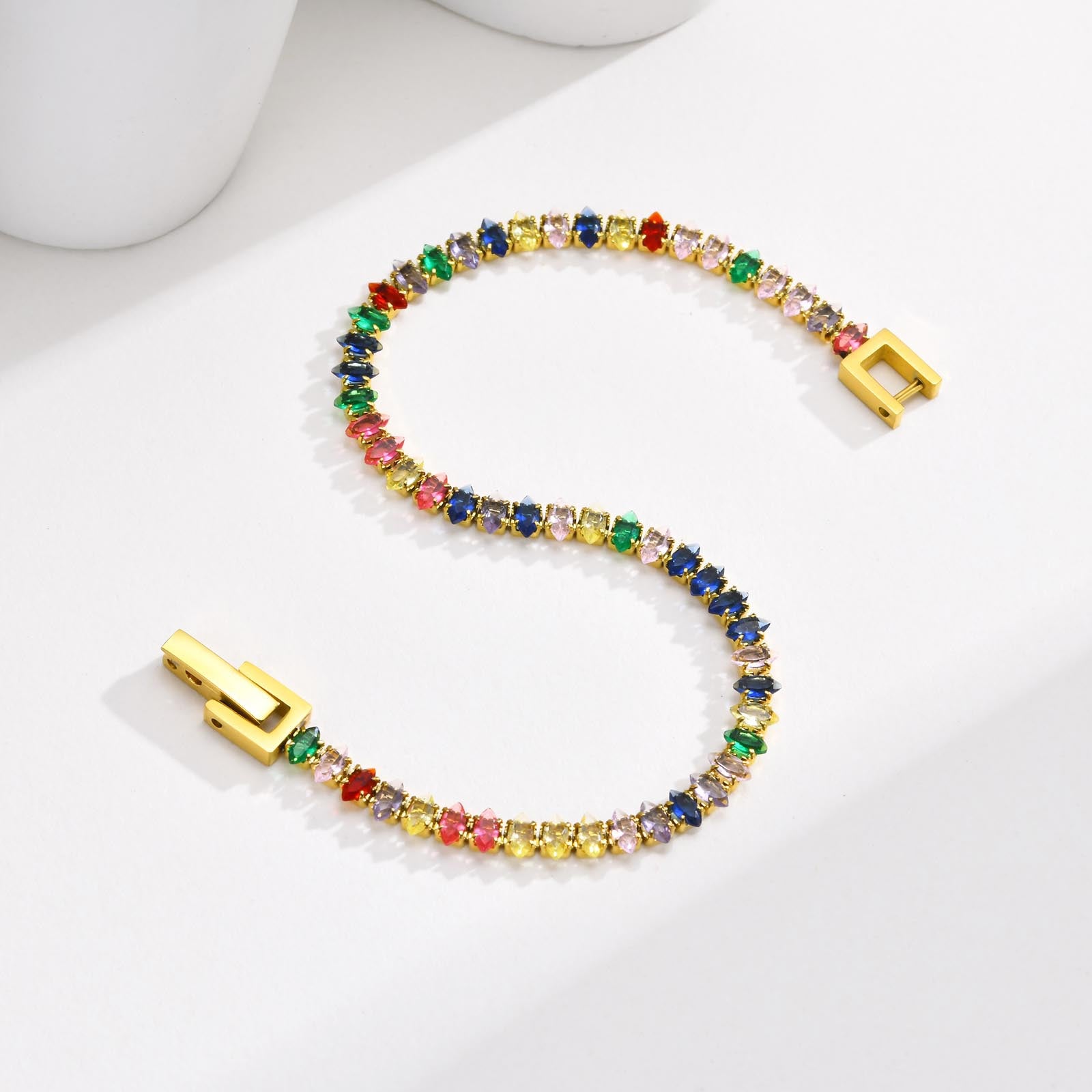 Wholesale Stainless Steel Gold Tone Marquise Zircon Bracelet Summer Chic Everyday Wear Women S Jewelry Accessory
