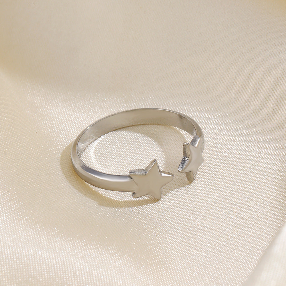 Wholesale 18K Gold Plated Stainless Steel Star Ring Adjustable Open Design Fashion Jewelry Gift