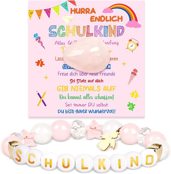 Wholesale School Season Girl Bracelet Red Striped Agate Pink Crystal Alphabet Bead  Unicorn Bracelet