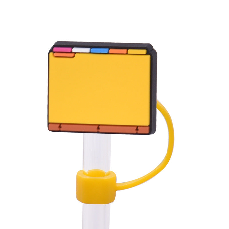 Wholesale Random 100pcs Back to School Series PVC Soft Straw Tube Cap