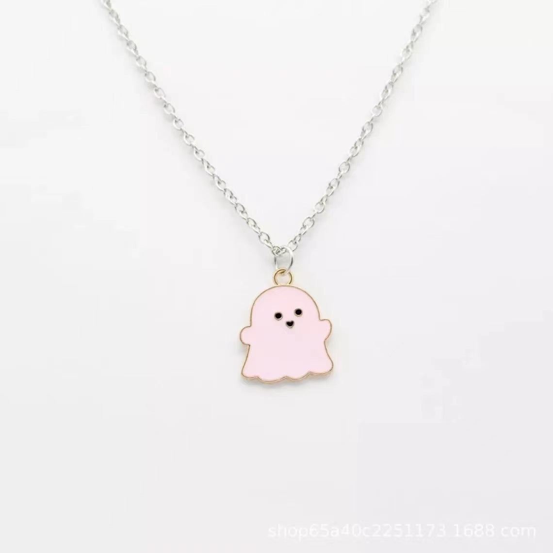 Wholesale Black and White Ghost Cartoon Stainless Steel Necklace