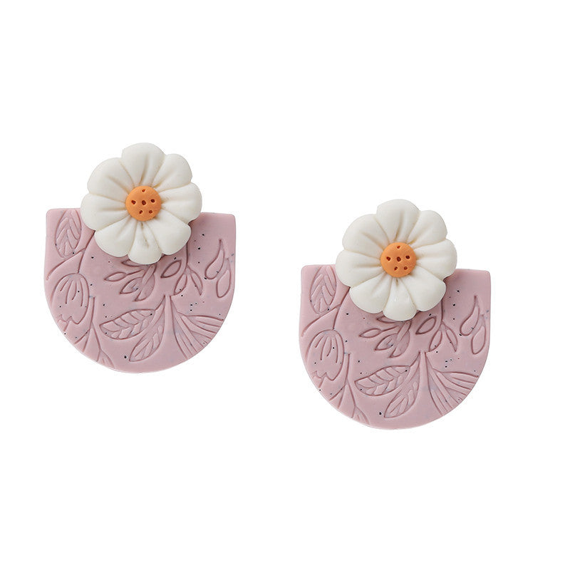 Wholesale Soft Clay Earrings Creative Artistic Woven Geometric Vintage Round Earrings