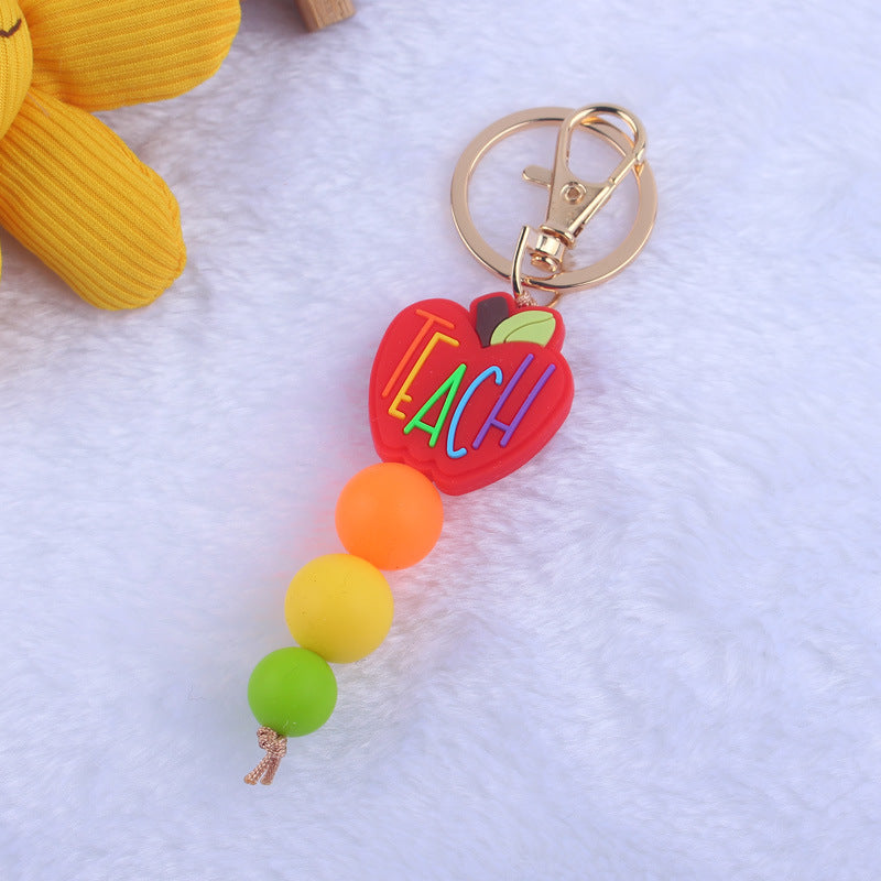 Wholesale Cartoon Teacher Books Apple Silicone Beaded Keychain ACC-KC-GuangTian009