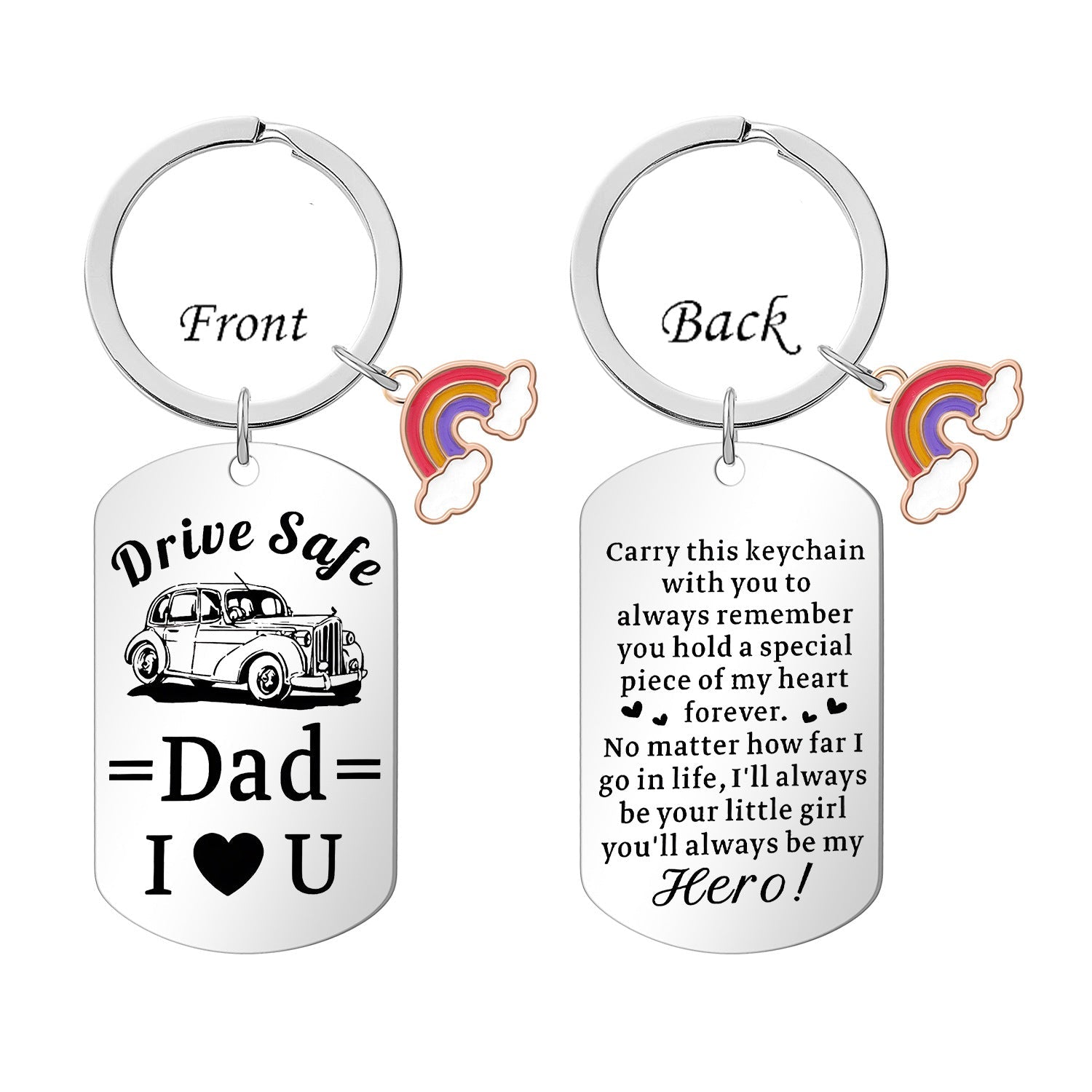 Wholesale stainless steel keychain Father's Day Mother's Day engraved keychain