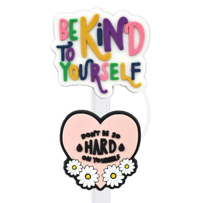 Wholesale Random 100pcs Cartoon English Straw Cover 10MM Straw Tube Cap