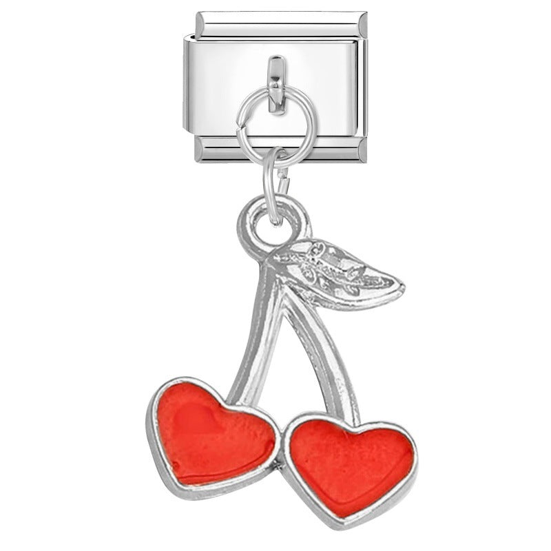 Wholesale  Italian Charm Bracelet 9mm DIY Pink Pendant Creative Stainless Steel Composable Bracelet