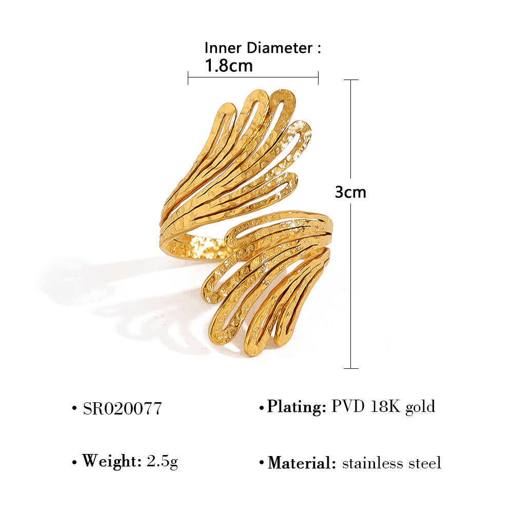 Wholesale stainless steel multi-layer hollow line ring geometric simple  open finger ring suit