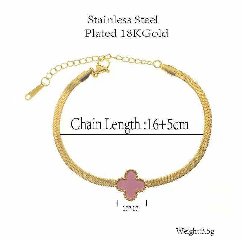 Wholesale Lucky Clover Bracelet in Titanium Steel |  Women' s Snake Bone Chain Jewelry Accessory for Everyday Wear or Gift
