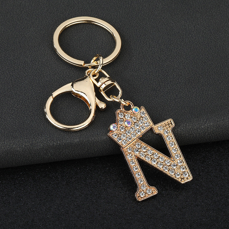 Wholesale  English letters encrusted diamond keychain