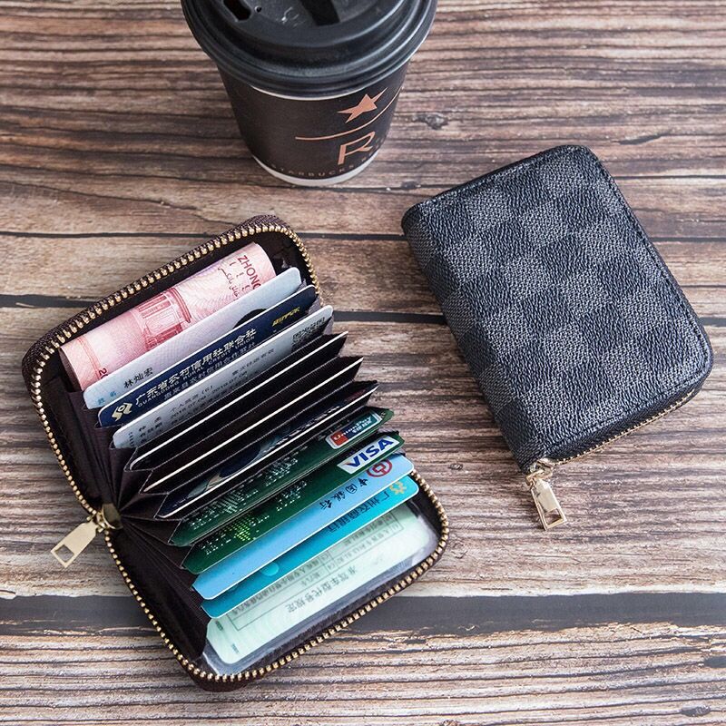 Wholesale Retro European American Card Wallet For Women Large Capacity With Plaid Coffee 9 Slots Chic Everyday Accessory Boutique Gift