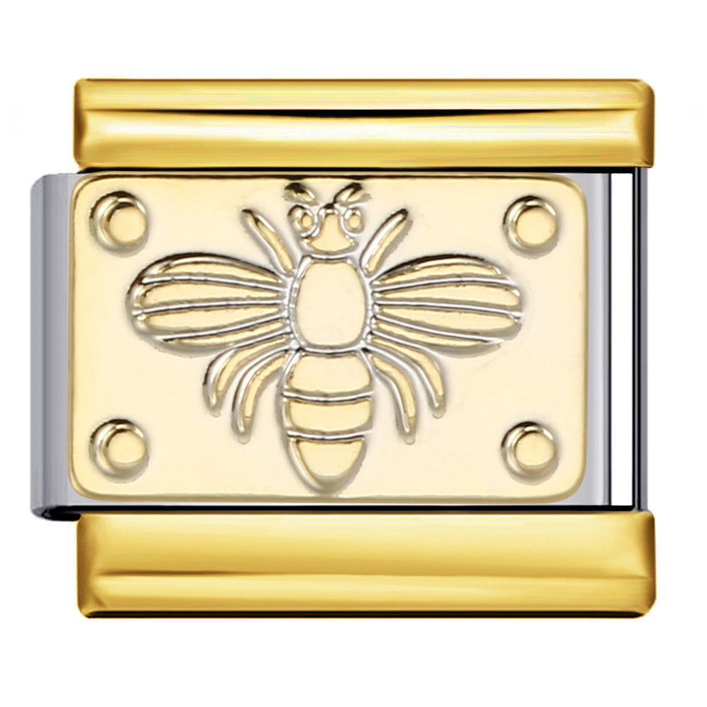 Wholesale Italian Charm Bracelet 9mm DIY gold-plated silver pattern Creative Stainless Steel Composable Bracelet