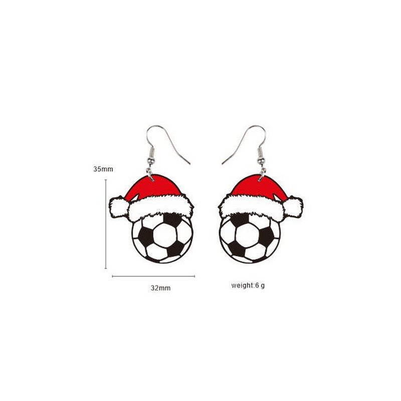 Wholesale Christmas Season Christmas Hats Football Rugby Basketball Volleyball Acrylic Earrings ACC-ES-XP028