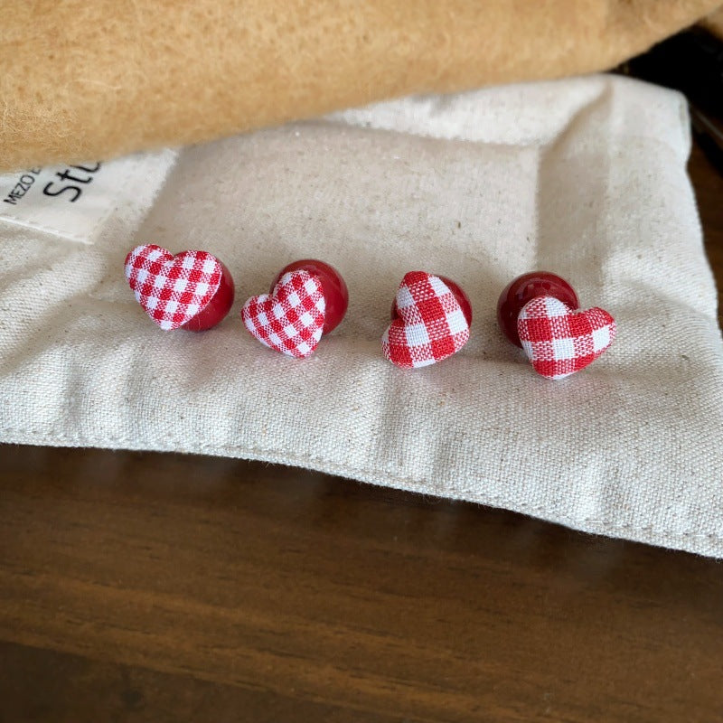 Wholesale red and white plier love red beads 925 silver stud earrings