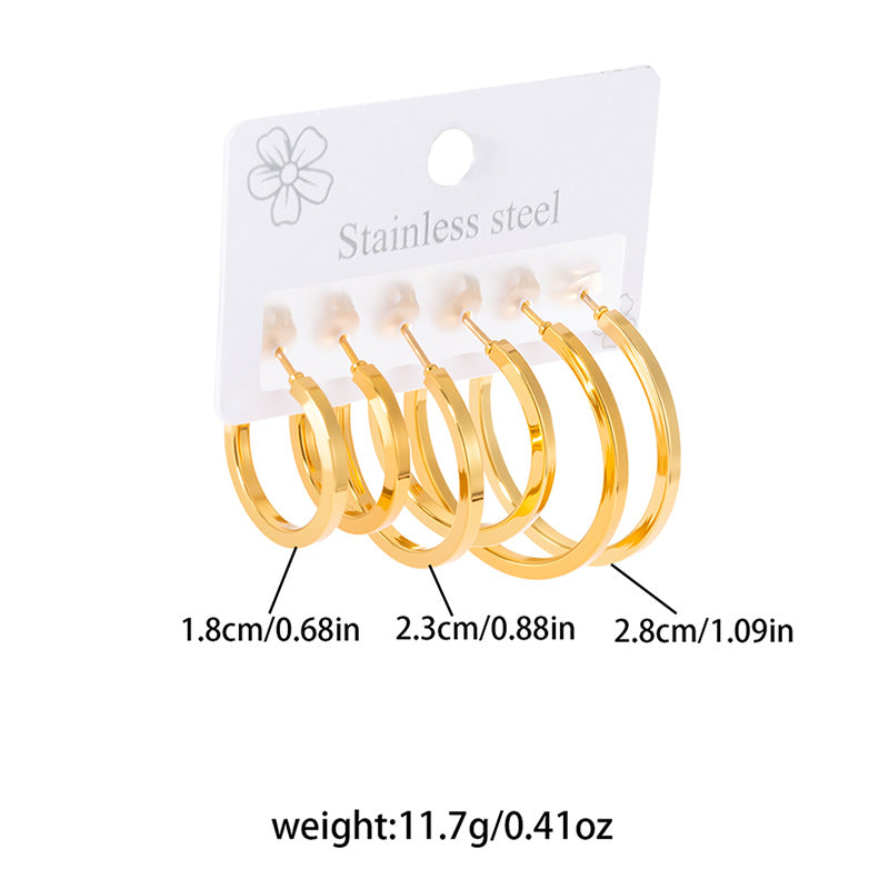 Wholesale Minimalist Gold-Plated Stainless Steel Hoop Earrings,  Trendy Jewelry Accessory