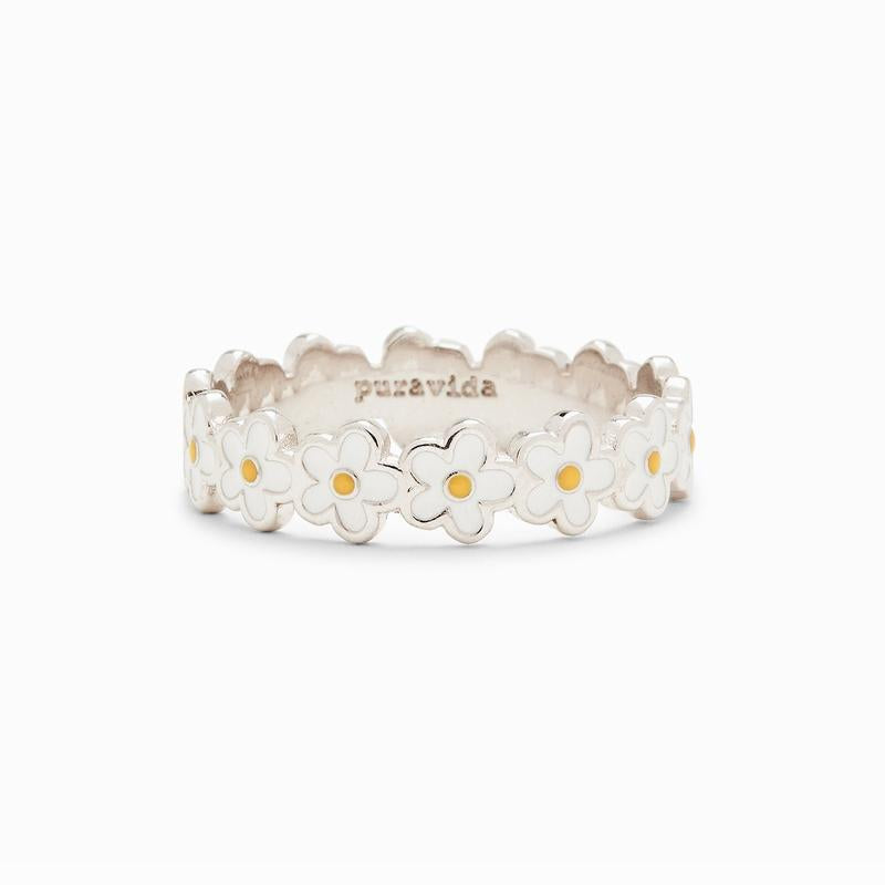 Wholesale Summer Flower Design Silver Alloy Ring - Boutique Resale Jewelry Accessory