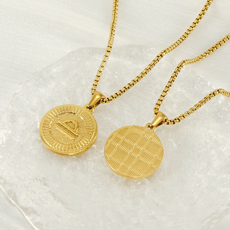 Wholesale Zodiac Necklace 18K Pendant Clavicle Chain Stainless Steel Choker Necklace Constellation Necklace ACC-NE-ZhongYao001