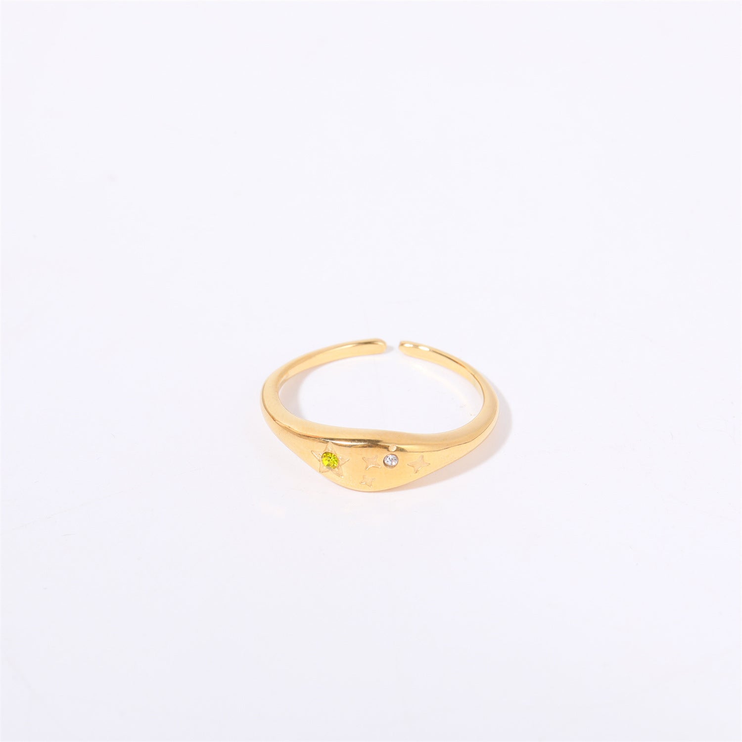 Wholesale 18k Gold Plated Star Zircon Titanium Steel Zodiac Sign Ring