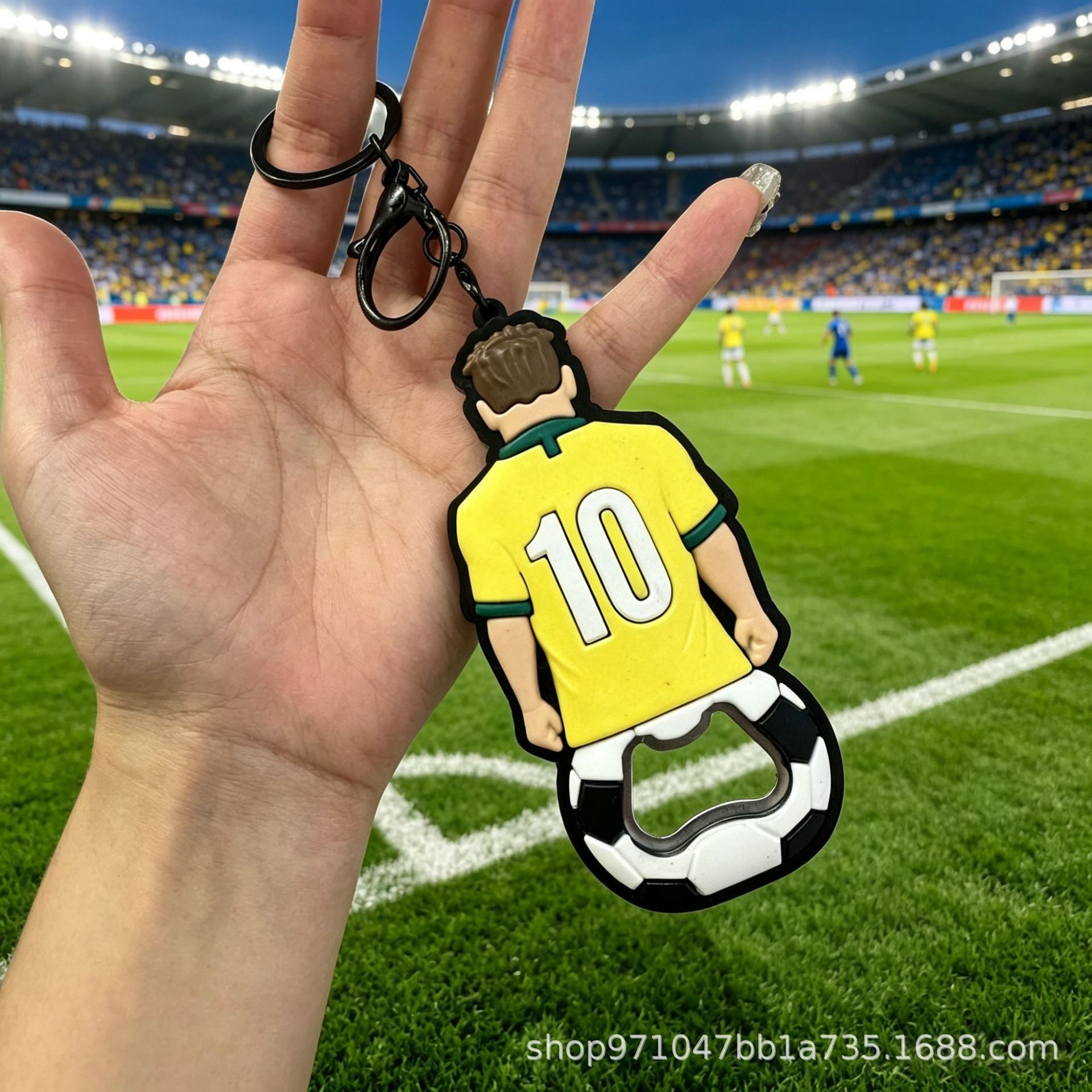 Wholesale PVC Soccer Bottle Opener Keychain Red Gift Key Ring