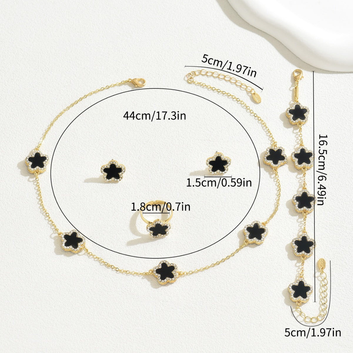 Wholesale Ladies Bracelet Jewelry suit Flower Diamond Design Necklace Earrings Ring