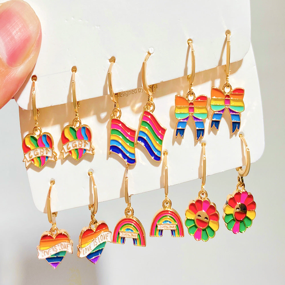 Wholesale Rainbow LGBT Earrings Set ACC-ES-QW002