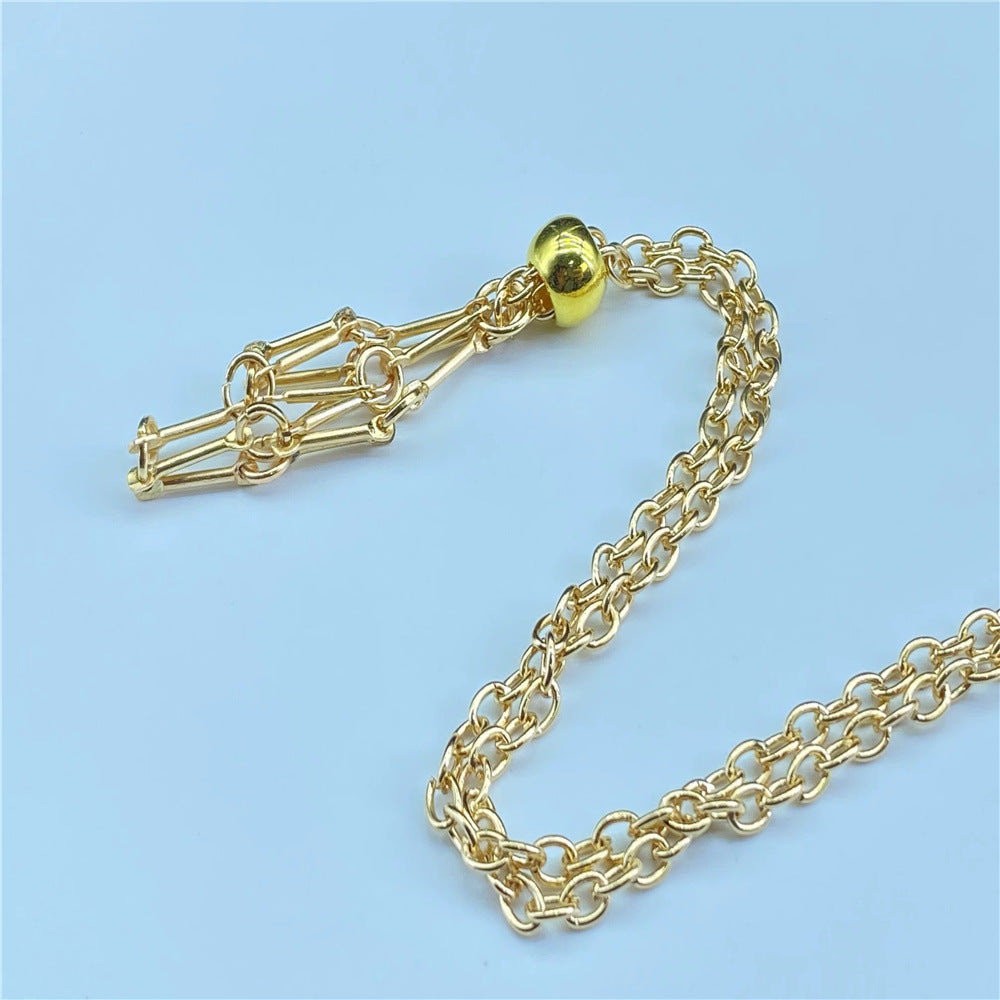 Wholesale Natural Stone Mesh Braided Necklace with Adjustable Vintage Rope ACC-NE-Nius001