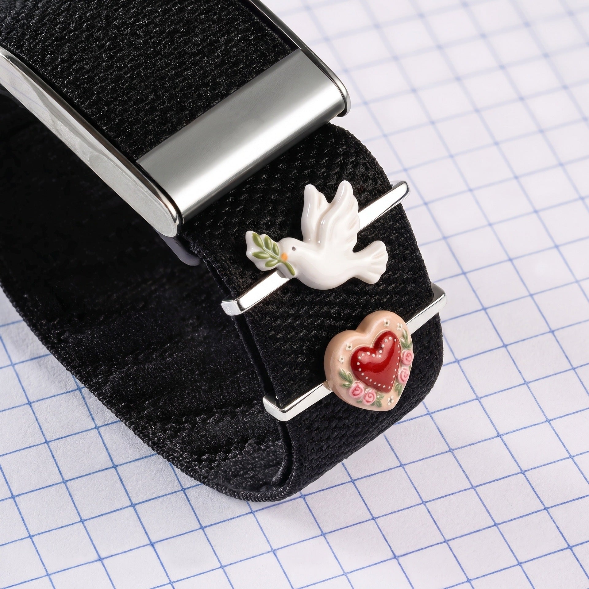 Wholesale Fashion Heart Decorative Watch Band Charm In Stainless Steel DIY Smartwatch Strap Accessory For Everyday Casual Or Party Wear
