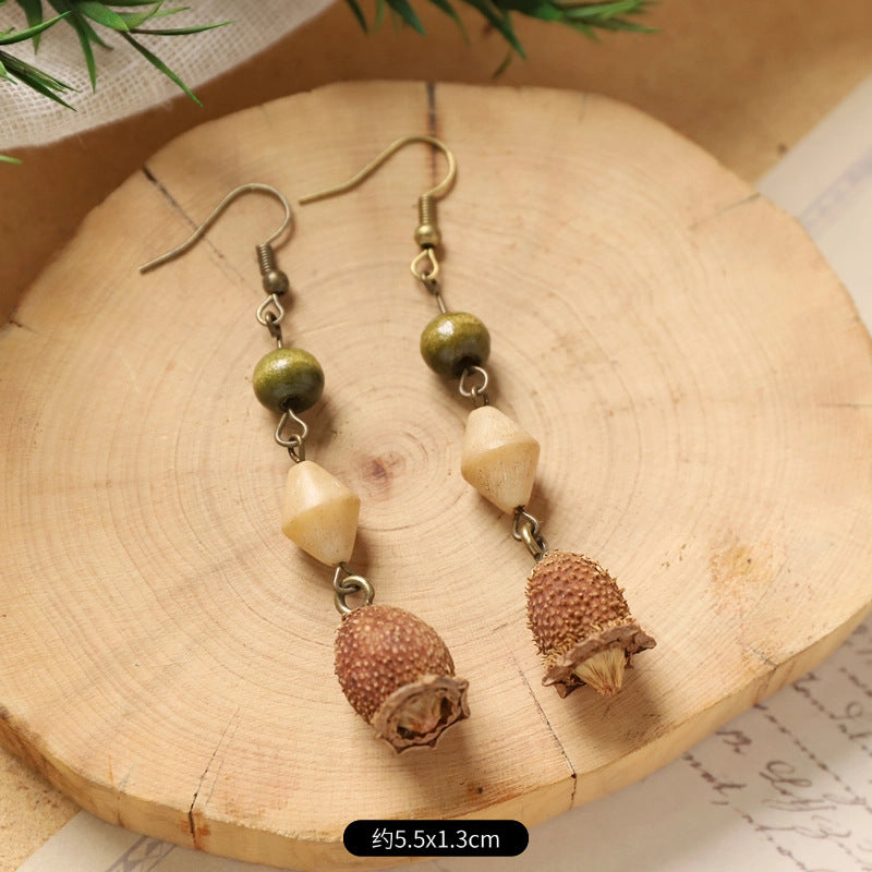 Wholesale Vintage Hand-made Plant Fruit Wood Earrings