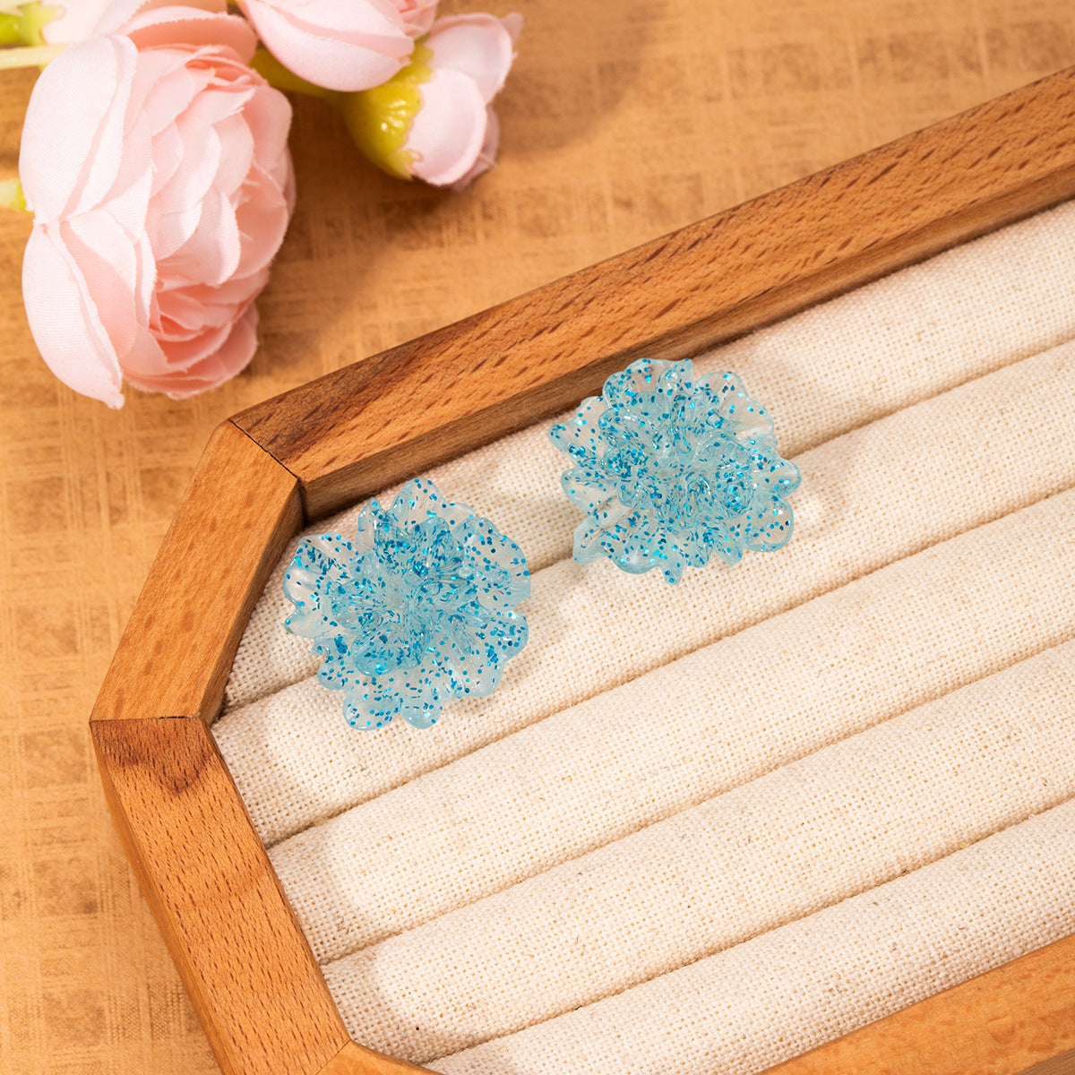 Wholesale Blue hydrangea stud earrings