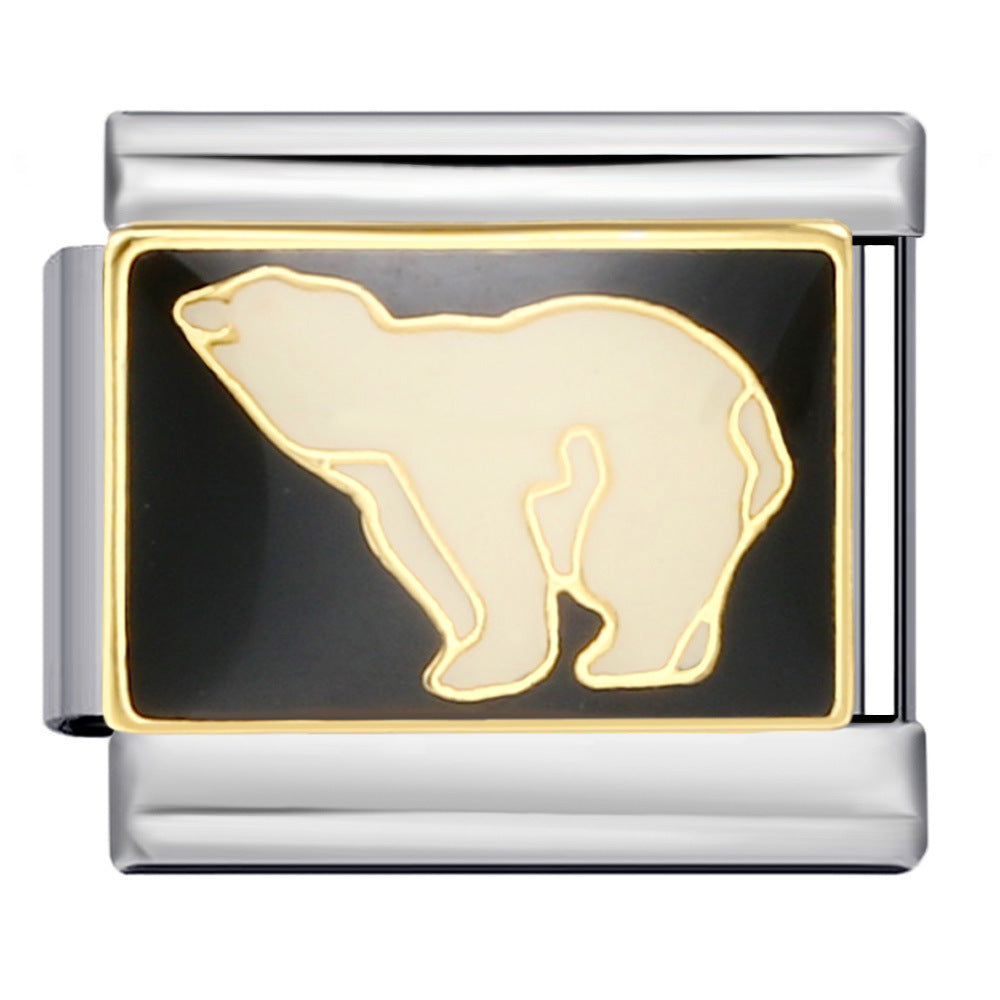 Wholesale  Italian Charm Bracelet 9mm DIY  welded dripping animal pattern Creative Stainless Steel Composable Bracelet