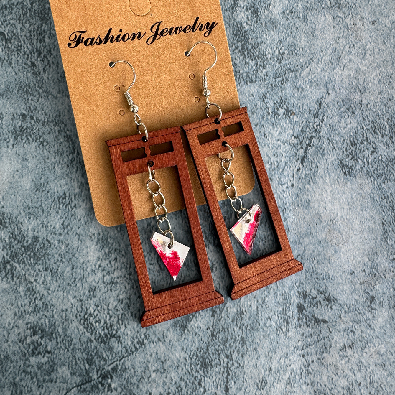 Wholesale Halloween Vintage Horror Beheading Table Wood Earrings ACC-ES-XinChuan063