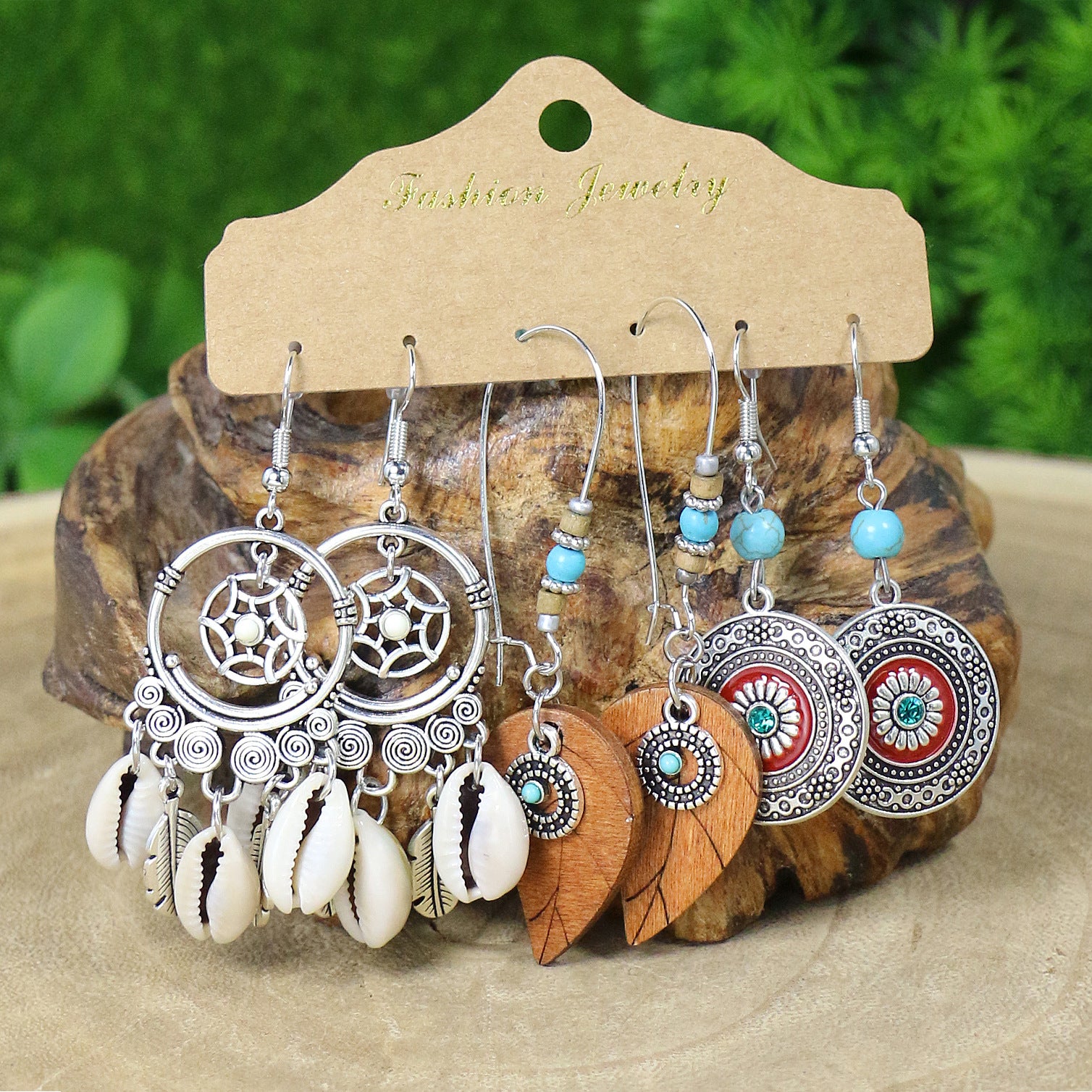 Wholesale 3-piece Set of Bohemian Alloy Multi-color Earrings ACC-ES-MoMo009