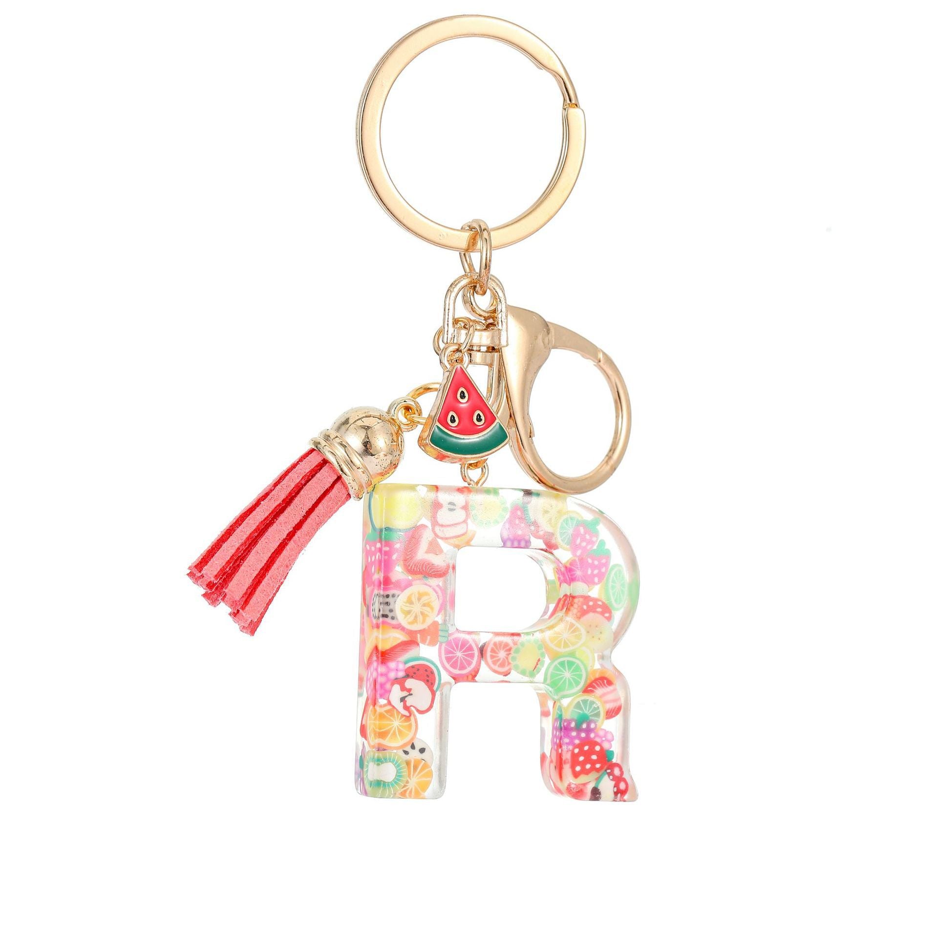 Wholesale Fruit resin letter keychain
