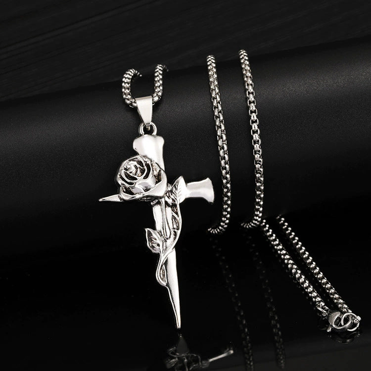 Wholesale Titanium Steel  Cross Necklace  Hip-Hop All-Match Pendant Necklaces