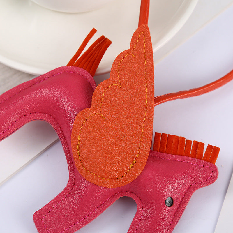 Wholesale Cute Pegasus Pendant PU Leather Camel Keychain