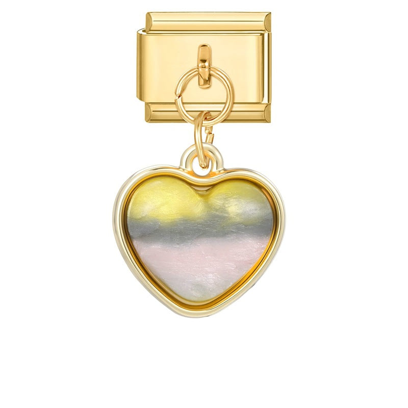 Wholesale Italian Charm Bracelet 9mm DIY Splicing Colored Gold Pendant Stainless Steel Composable Bracelet