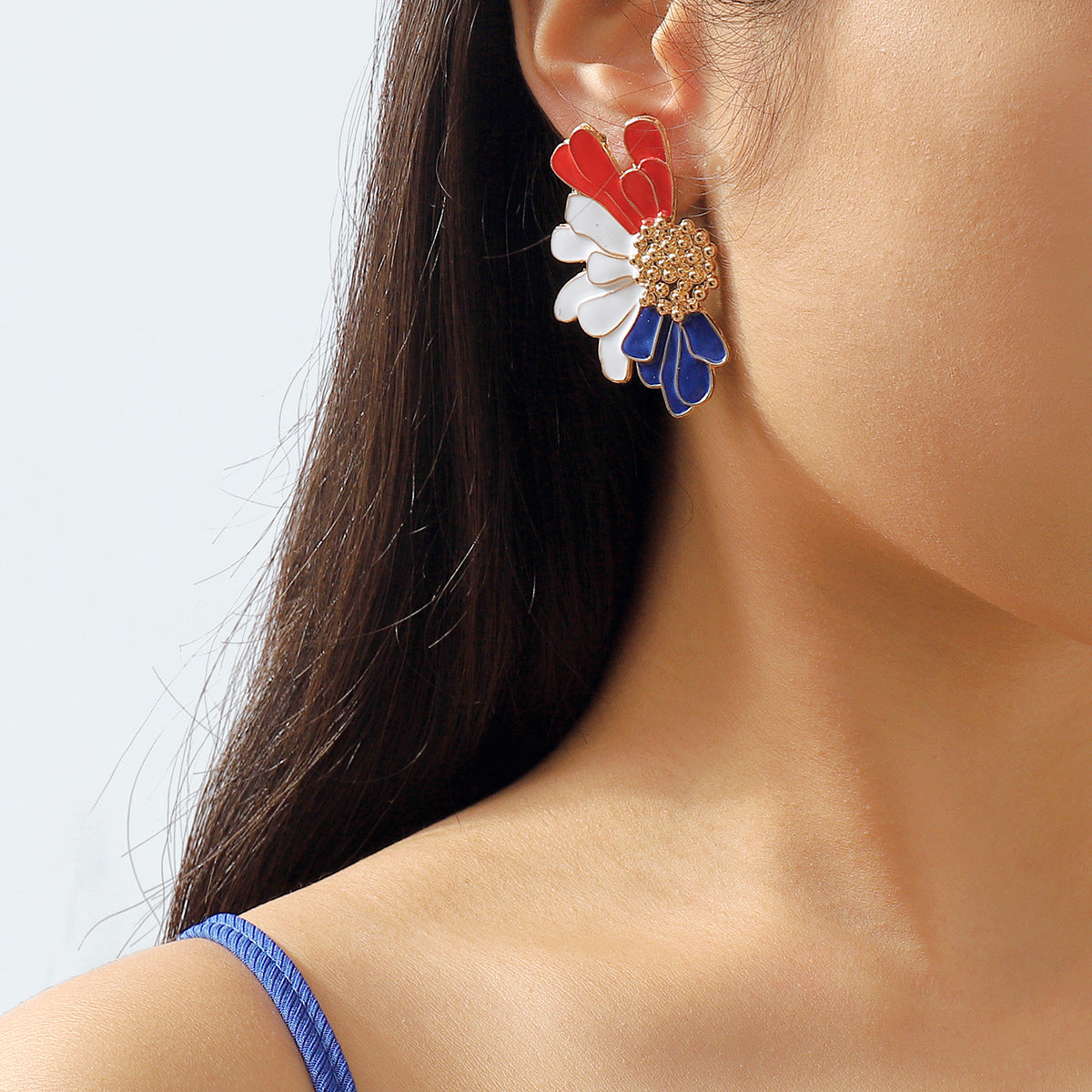 Wholesale American Independence Day Rhinestone Alloy Earrings ACC-ES-XianDi003
