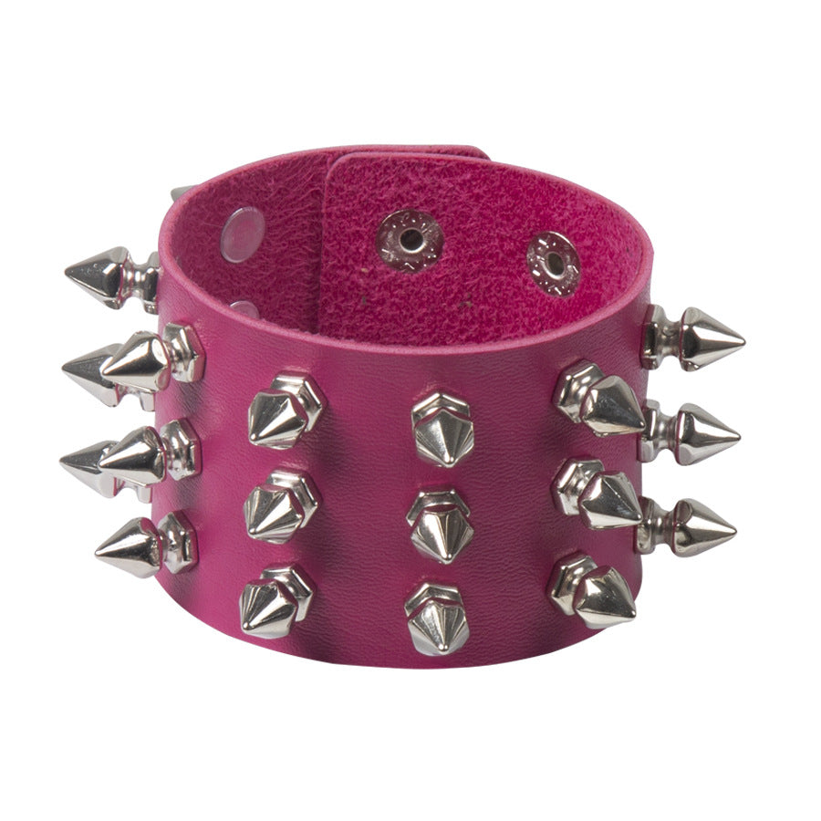 Wholesale Punk Style Exaggerated Pointy Rivet Bracelet Gothic Leather Bracelet ACC-BT-Jinl001