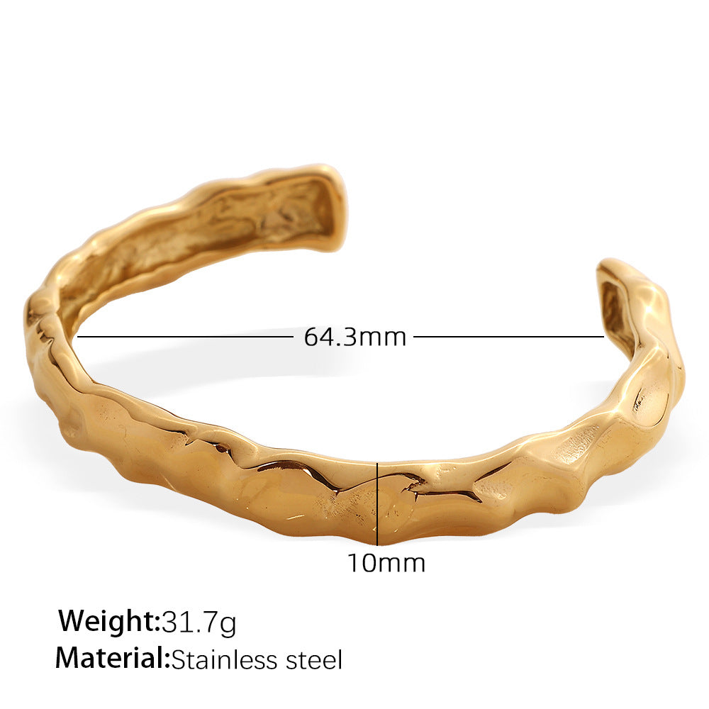 Wholesale  Exaggerated Stainless Steel Line Opening Bracelet