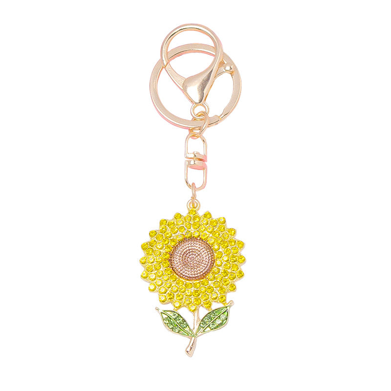Wholesale  Popular Plant Sunflower Crystal Keychain