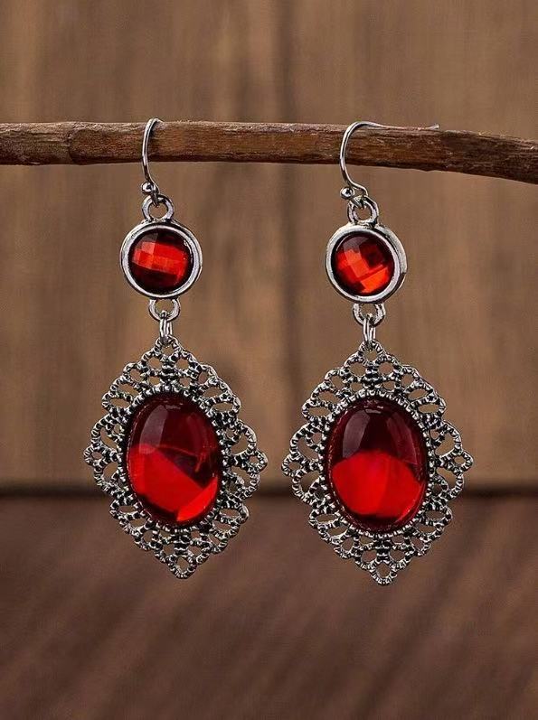 Wholesale Exaggerated Ethnic Gemstone Earrings,  Zinc Alloy Electroplated,  Jewelry Accessory